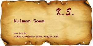 Kulman Soma névjegykártya